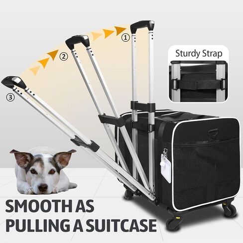 Petskd Cat Carrier with Wheels Rolling Pet Carrier 18.5x13.5x13.5inch for Small Medium Dog and Cat Soft Sided Carrier Foldable with Wheels Under 20lbs for Pets to Hospital Traveling (Grey) in Kuwait