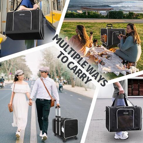 Petskd Cat Carrier with Wheels Rolling Pet Carrier 18.5x13.5x13.5inch for Small Medium Dog and Cat Soft Sided Carrier Foldable with Wheels Under 20lbs for Pets to Hospital Traveling (Grey) in Kuwait