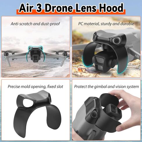 O'woda Air 3 Gimbal Protector Kit: Camera Lens Cover Cap + Lens Sun Hood Sunshade Gimbal Guard + Tempered Films (2 Sets), 3-in-1 Lens Protection Accessories for DJI Air 3 in Saudi Arabia