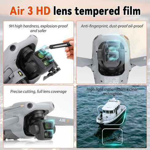 O'woda Air 3 Gimbal Protector Kit: Camera Lens Cover Cap + Lens Sun Hood Sunshade Gimbal Guard + Tempered Films (2 Sets), 3-in-1 Lens Protection Accessories for DJI Air 3 in Saudi Arabia