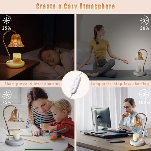 Ighximn Electric Candle Warmer Lamp with Timer & Dimmer for Candle Jars, Gold Vintage Glass Wax Warmer for Scented Wax, Candle Lamp Warmer for Scented Candles, Yankee Candle with 2 Bulbs in Saudi Arabia