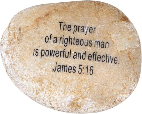 Extra Large Engraved Inspirational Scripture Biblical Natural Stones Collection - Stone XII : James 5:16 :" The Prayer of a Righteous Man is Powerful and Effective. in Saudi Arabia