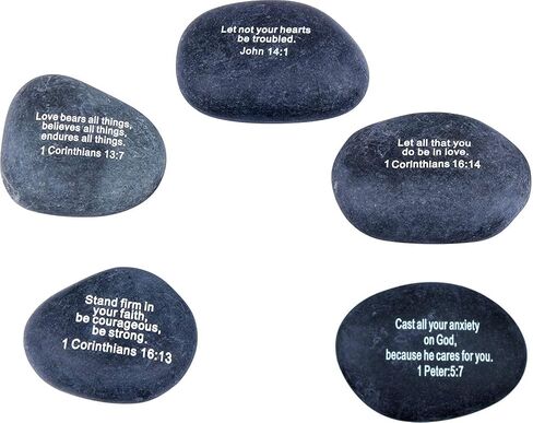 الأحجار السوداء الملهمة محفورة من متجر هولي لاند - موديل III - (6 آيات الكتاب المقدس - كبير 2-3 بوصة) من الأرض المقدسة in Kuwait