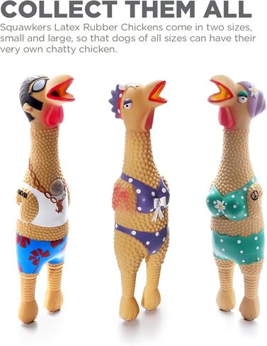 Charming Pet Squawkers Holiday Earl Latex Rubber Chicken Interactive Dog Toy, Large in Kuwait