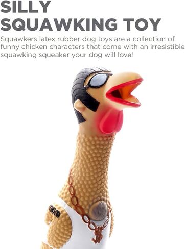 Charming Pet Squawkers Holiday Earl Latex Rubber Chicken Interactive Dog Toy, Large in Kuwait