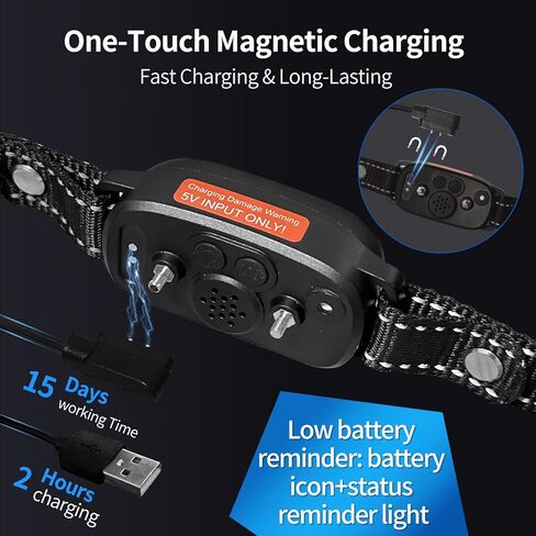 Tesitehi Dog Bark Collar, Bark Collar for Small Medium Large Dogs, Smart AI Dual Recognition Anti Bark Collar, Rechargeable Automatic Stop Dog Barking Collars with 3 Adjustable Shock Modes Activated in Kuwait