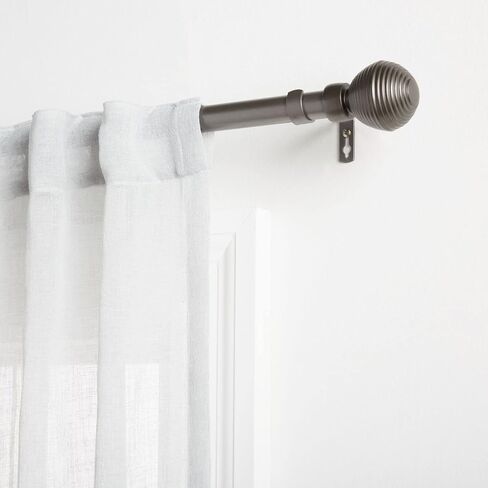 Exclusive Home Modern Layer 1" Curtain Rod and Coordinating Finial Set, Matte Silver, Adjustable 66"-120" in Kuwait