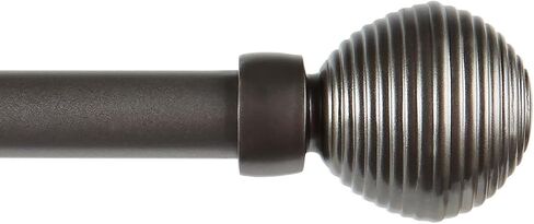 Exclusive Home Modern Layer 1" Curtain Rod and Coordinating Finial Set, Matte Silver, Adjustable 66"-120" in Kuwait