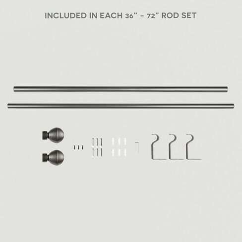 Exclusive Home Modern Layer 1" Curtain Rod and Coordinating Finial Set, Matte Silver, Adjustable 66"-120" in Kuwait