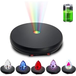 JAYEGT Motorized Rotating Display Stand with LED Light , 10 inch /55lbs Load, 360 Degree Electronic Turntable Display Stand for Photography Products Shows, Jewelry, Watch, 3D Models, Cake (Black)