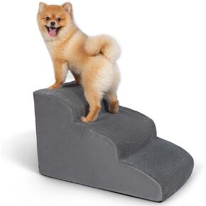 ANWA Dog Stairs for Small Dogs, Anti-Slip Soft Pet Stairs for Injured or Old Dogs or Cats, 3-Tier High Density Foam Pet Steps for Dogs to get on Couch, Low Bed in Kuwait