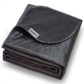 Zabiltro Large Outdoor Waterproof Blanket-Quilted Extra Thick Fleece Windproof Warm Includes Stuff Sack Shoulder Strap Machine Washable,55"x78"-Grey