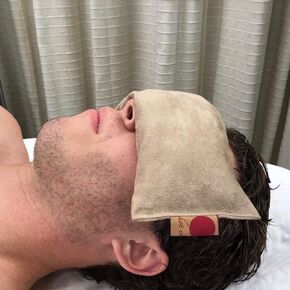 Cherry Ice Eye Pillow (Blue Denim with Freezer Bag) Natural Moist Heat Relieves Muscle Pain, Tension Relief, Headaches, Arthritis, Hot/Cold Therapy, Microwavable FSA/HSA Approved