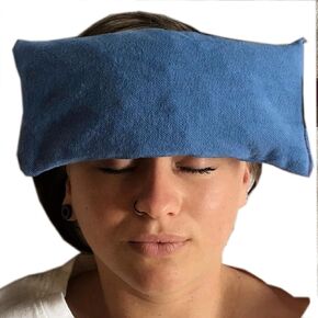 Cherry Ice Eye Pillow (Blue Denim with Freezer Bag) Natural Moist Heat Relieves Muscle Pain, Tension Relief, Headaches, Arthritis, Hot/Cold Therapy, Microwavable FSA/HSA Approved