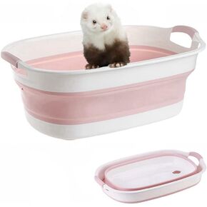 Foldable Ferret Bathtub with Drainage Hole - Plastic Collapsible Small Animal Swimming Pool Multifunctional Portable Folding Washing Tub for Ferret Guinea Pig Bearded Dragon Kitten Puppy (Blue) in Saudi Arabia