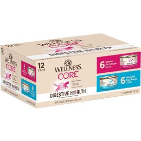 Wellnes CORE Digestive Health Grain-Free Natural Wet Cat Food, Sensitive Stomach, Easily Digestible (Salmon/Whitefish Variety Pack, 3 Ounce Can, 12 Pack) in Kuwait