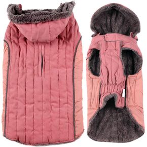 Fleece Dog Hoodie for Small Medium Dogs Super Warm Puppy Jacket for Cold Winter Dog Coats,Pink M