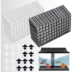 Aquarium Egg Crate, 16PCS 11.8x5.9in Egg Crate Light Diffuser Aquarium Divider, Aquarium Fish Tank Divider with 10 Glass Clip Plastic Grid Divider for Aquarium Fish Tank Bottom Isolation(Black,White) in Kuwait
