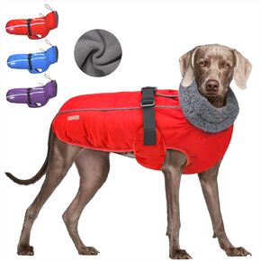 WarmWow Dog Coat Fleece Dog Winter Coat, Adjustable Dog Jacket with Buckle, Turtleneck Dog Puffer Jacket, Water Resistant Cold Weather Clothes, Dog Snowsuit Winter Jacket for Small Medium Large Dogs