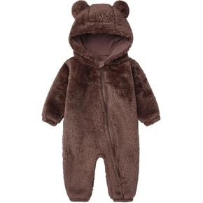 Ohrwurm Baby Snowsuit Fleece Lined Onesie Jumpsuit Newborn Warm Hooded Romper for Infant