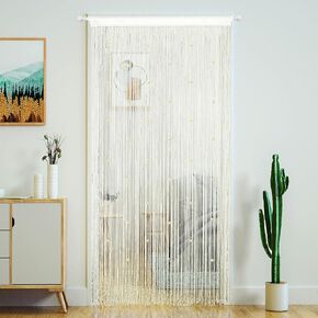YaoYue Beaded Curtain Door String Curtains for Doorway Tassels Beads Hanging Fringe Hippie Room Divider Window Hallway Entrance Wall Closet Bedroom Privacy Decor (39×79in/100×200cm, Coffee) in Kuwait