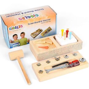 2 Toys for 1 Price - Montessori screwdriver board set & Hammer Peg Toy Game - Preschool Materials Toys Toddlers Wooden Old Sensory Tool Kids Motor Skills Activity Educational Screwdriver Waldorf Screw in Saudi Arabia