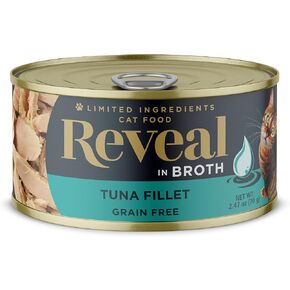 Reveal Natural Wet Cat Food, 24 Count, Grain Free, Limited Ingredient Canned Food for Cats, Tuna Fillet in Broth, 2.47 oz Cans in Kuwait