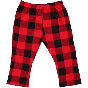 Toddler Baby Pants Infant Boy Girl Casual Cotton Plaids Check Long Pants Trousers Red&Black in Kuwait