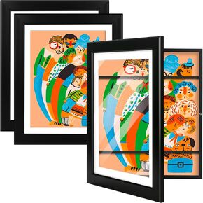 WUIRCCX 8.5x11 Kids Art frame,Front Opening with HD Glass,Horizontal and Vertical Art Display For Kids Artwork,Photos,Crafts,Drawing(Black,2-Pack) in Saudi Arabia