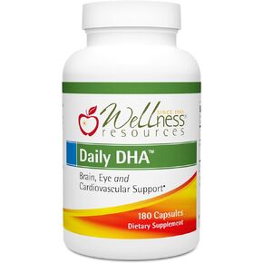 Wellness Resources Daily DHA - Highest Potency & Purity DHA Fish Oil in TG Form (180 Capsules)