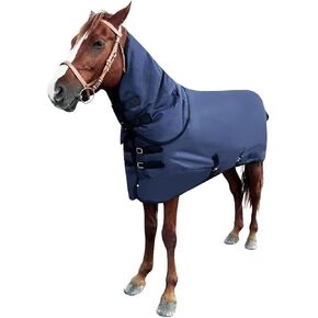 Waterproof Horse Turnout Blanket，Heavy Weight Winter Turnout (400g Fill) with Detachable Neck Cover，Horse Rain Sheet - Blue - 78 in in Kuwait