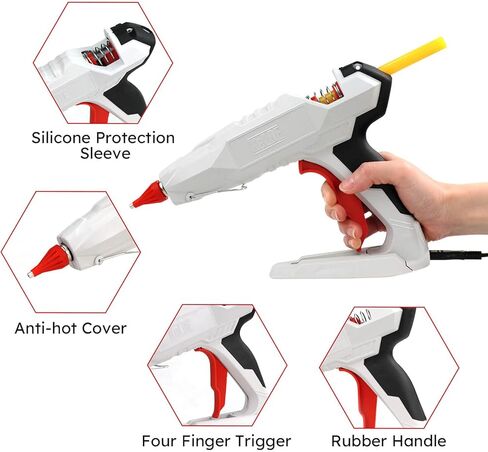 مسدس غراء صناعي من KeLDE - مسدس غراء ساخن احترافي عالي التحمل بقدرة 300 وات مع 10 قطع من أعواد الغراء الساخن عالية الالتصاق للمشاريع الصناعية والنجارة وإصلاح المنازل والحرف اليدوية in Kuwait