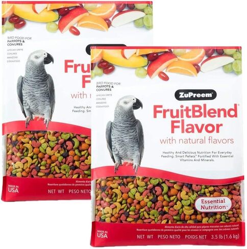 ZuPreem NutBlend Smart Pellets Bird Food for Parrots & Conures, 3.25 lb (Pack of 2) - Made in USA, Daily Nutrition, Vitamins, Minerals for African Greys, Senegals, Amazons, Eclectus, Cockatoos in Kuwait