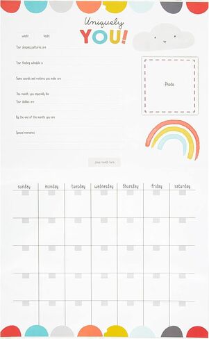 C.R. Gibson BA3-24545 You are My Sunshine Gender Neutral Baby's First Year Keepsake Calendar, 11" W x 18" H Open, Multicolor in Saudi Arabia