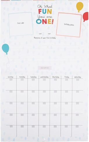 C.R. Gibson BA3-24545 You are My Sunshine Gender Neutral Baby's First Year Keepsake Calendar, 11" W x 18" H Open, Multicolor in Saudi Arabia