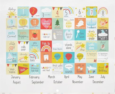 C.R. Gibson BA3-24545 You are My Sunshine Gender Neutral Baby's First Year Keepsake Calendar, 11" W x 18" H Open, Multicolor in Saudi Arabia