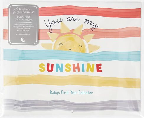 C.R. Gibson BA3-24545 You are My Sunshine Gender Neutral Baby's First Year Keepsake Calendar, 11" W x 18" H Open, Multicolor in Saudi Arabia