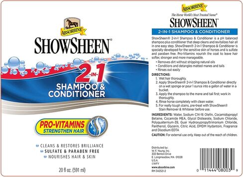 Absorbine ShowSheen 2-in-1 Shampoo & Conditioner, Sulfate and Paraben-Free, 20oz in Saudi Arabia