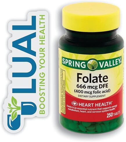 حمض الفوليك 666 ميكروغرام دي اف اي 400 ميكروغرام من حمض الفوليك يتضمن ملصق لوال + سبرينج فالي فولات 666 ميكروغرام دي اف اي 400 ميكروغرام حمض الفوليك | 250 قطعة | in Kuwait