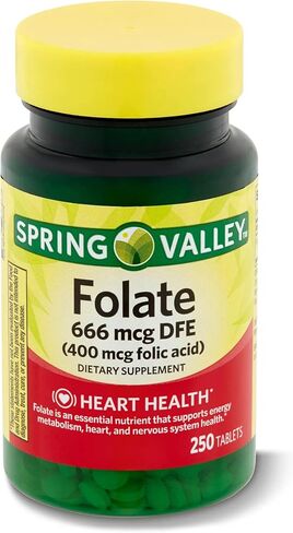 حمض الفوليك 666 ميكروغرام دي اف اي 400 ميكروغرام من حمض الفوليك يتضمن ملصق لوال + سبرينج فالي فولات 666 ميكروغرام دي اف اي 400 ميكروغرام حمض الفوليك | 250 قطعة | in Kuwait