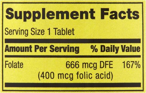 حمض الفوليك 666 ميكروغرام دي اف اي 400 ميكروغرام من حمض الفوليك يتضمن ملصق لوال + سبرينج فالي فولات 666 ميكروغرام دي اف اي 400 ميكروغرام حمض الفوليك | 250 قطعة | in Kuwait