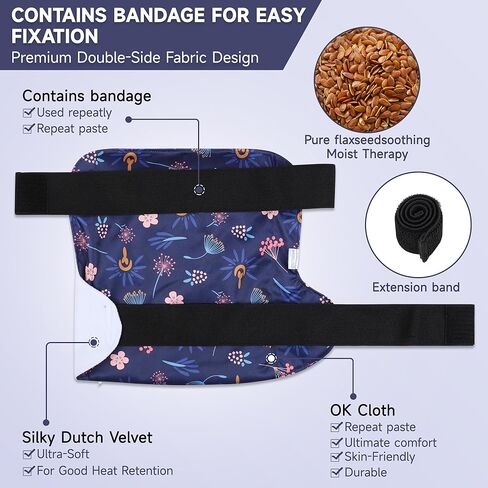 وسادة تدفئة قابلة لإعادة الاستخدام في الميكروويف من ليكالوس للركبتين والأكتاف والمعدة والظهر مع حرارة رطبة، ولف بذر الكتان للرقبة والكتف للتشنجات والعضلات والمفاصل والركبتين والظهر والرقبة والكتفين in Kuwait