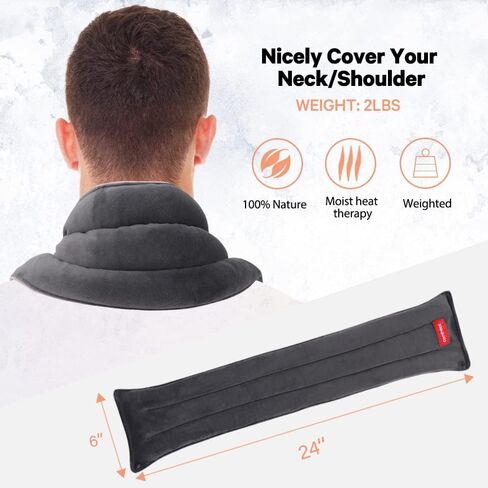 Comfheat Moist Heating Pad for Neck and Shoulders Microwavable Weight Neck Heating Pad, Neck Pack Wrap Warm Compress Therapy Pad for Neck Pain, Joints and Muscle Ache (6 x 24'') in Kuwait