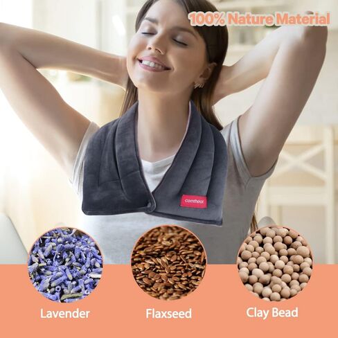 Comfheat Moist Heating Pad for Neck and Shoulders Microwavable Weight Neck Heating Pad, Neck Pack Wrap Warm Compress Therapy Pad for Neck Pain, Joints and Muscle Ache (6 x 24'') in Kuwait