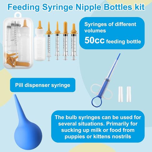 67 Pcs Puppy Kitten Whelping Supplies Kit for Puppies Birth, Newborn Pet Whelping Kit Includes Collars Feeding Nipple Bottle Record Keeping Charts Bulb Aspirator Cord Clamp Scissor Stethoscope Gloves in Saudi Arabia