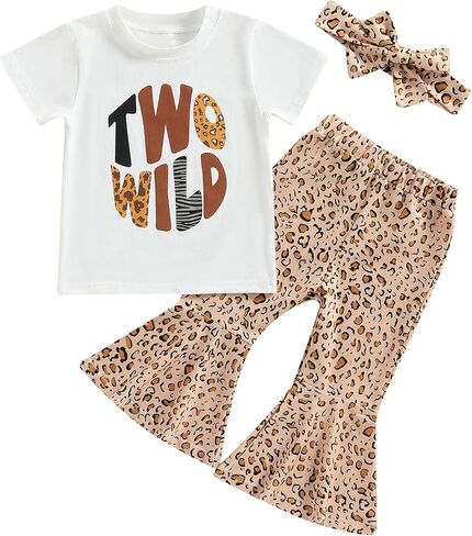 Toddler Baby Girl Birthday Outfits 1st 2nd 3rd 4th 5th Groovy Tshirt Tops Flared Pants with Headband Set in Saudi Arabia