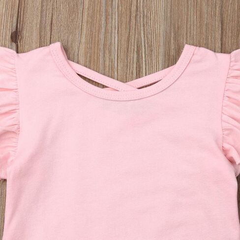 ملابس علوية بأكمام قصيرة مكشكشة من القطن لحديثي الولادة + شورت مزين بالزهور مجموعة ملابس للفتيات الصغيرات in Kuwait