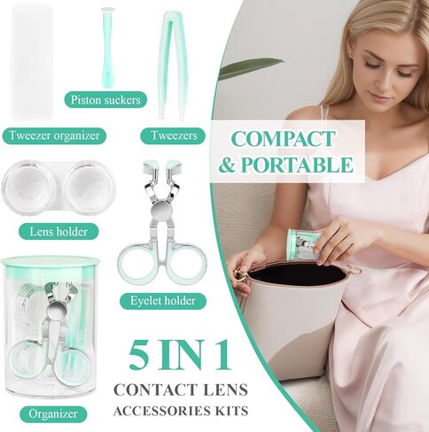 سوتنغ مجموعة ادوات ازالة العدسات اللاصقة وادخال العدسات اللاصقة مع كوب شفط ومزيل للعدسات اللاصقة وملاقط وحافظة للعدسات اللاصقة، سهلة الادخال او ازالة العدسات اللاصقة in Kuwait