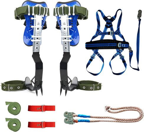 WMLBK Adjustable Tree Climbing Spikes with 5 Point Safety Belt Lanyard, Tree Climbing Spike Set Tool - Tree Climbing Gear Non-Slip Pedal for Picking Fruit, Indoor and Outdoor Sports in Kuwait