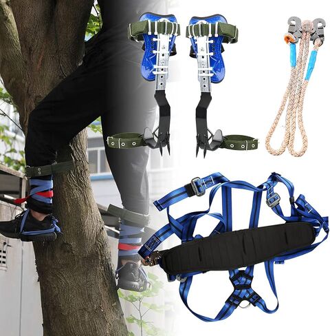 WMLBK Adjustable Tree Climbing Spikes with 5 Point Safety Belt Lanyard, Tree Climbing Spike Set Tool - Tree Climbing Gear Non-Slip Pedal for Picking Fruit, Indoor and Outdoor Sports in Kuwait
